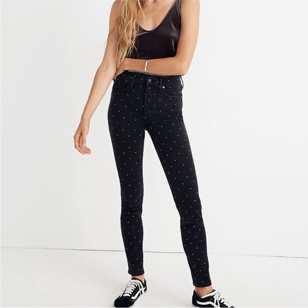 Madewell high rise skinny 26 gold polka dot